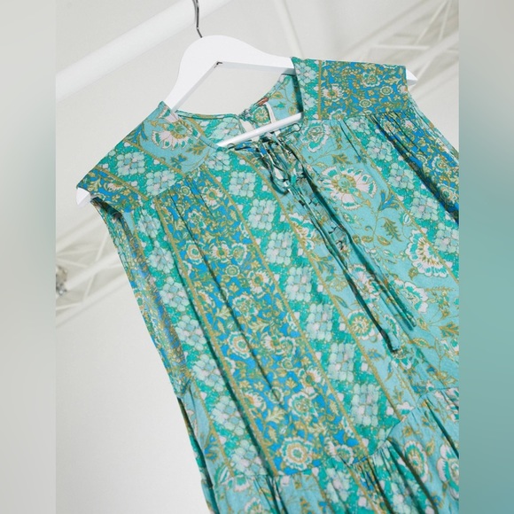 FREE PEOPLE HANALEI BAY LACE UP TIERED OVERSIZED TIERED FLORAL MAXI DRESS XS - Picture 11 of 16